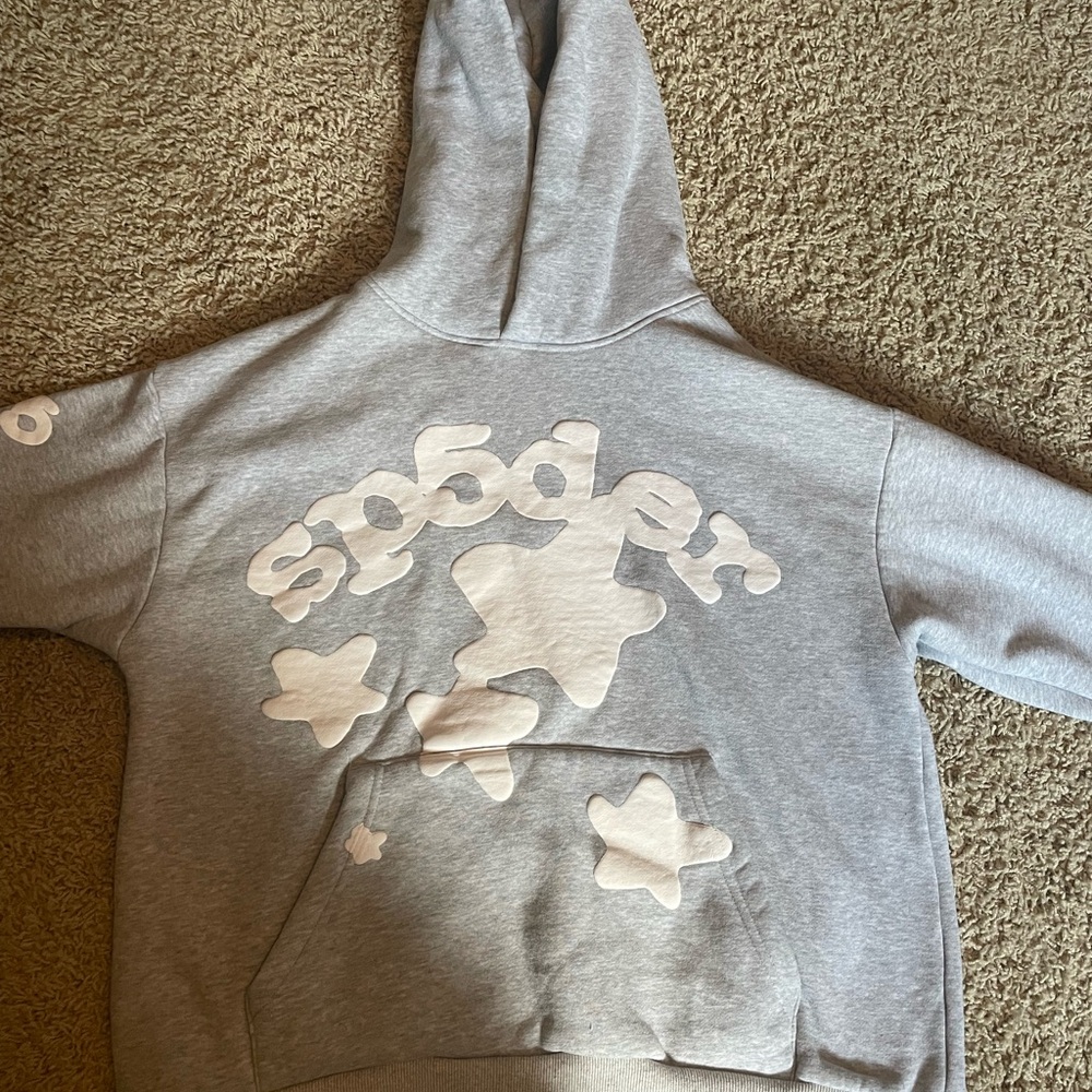Gray Hoodie with White Star Design